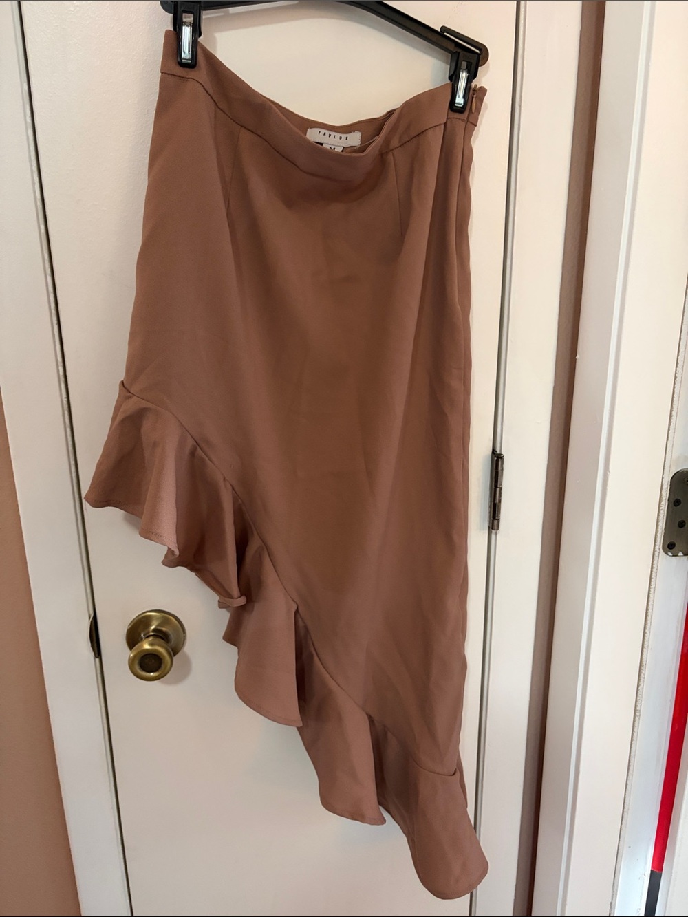 FAVLUX Asymmetrical Ruffle Skirt in Dusty Mauve